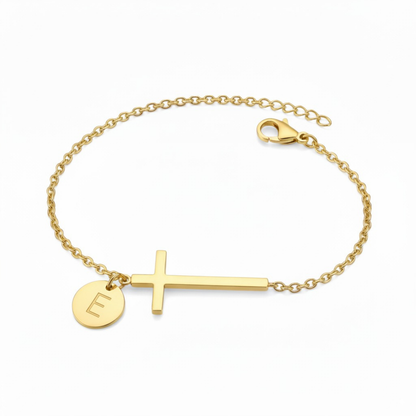 ✨Initial Bracelet "Cross" | Selected Letter Pendant | Perfect for Daily Wear or Gifting 🎁✨