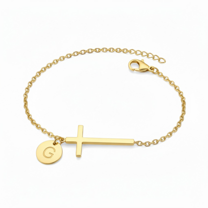 ✨Initial Bracelet "Cross" | Selected Letter Pendant | Perfect for Daily Wear or Gifting 🎁✨