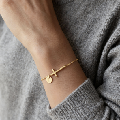 ✨Initial Bracelet "Cross" | Selected Letter Pendant | Perfect for Daily Wear or Gifting 🎁✨
