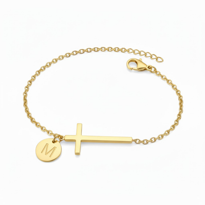 ✨Initial Bracelet "Cross" | Selected Letter Pendant | Perfect for Daily Wear or Gifting 🎁✨