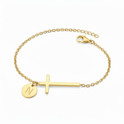 ✨Initial Bracelet "Cross" | Selected Letter Pendant | Perfect for Daily Wear or Gifting 🎁✨