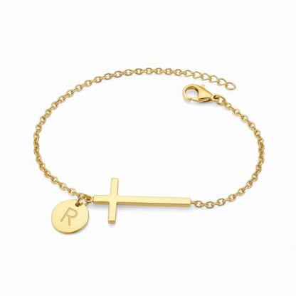✨Initial Bracelet "Cross" | Selected Letter Pendant | Perfect for Daily Wear or Gifting 🎁✨