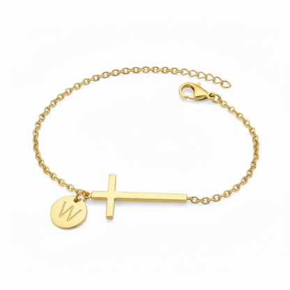 ✨Initial Bracelet "Cross" | Selected Letter Pendant | Perfect for Daily Wear or Gifting 🎁✨