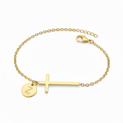 ✨Initial Bracelet "Cross" | Selected Letter Pendant | Perfect for Daily Wear or Gifting 🎁✨