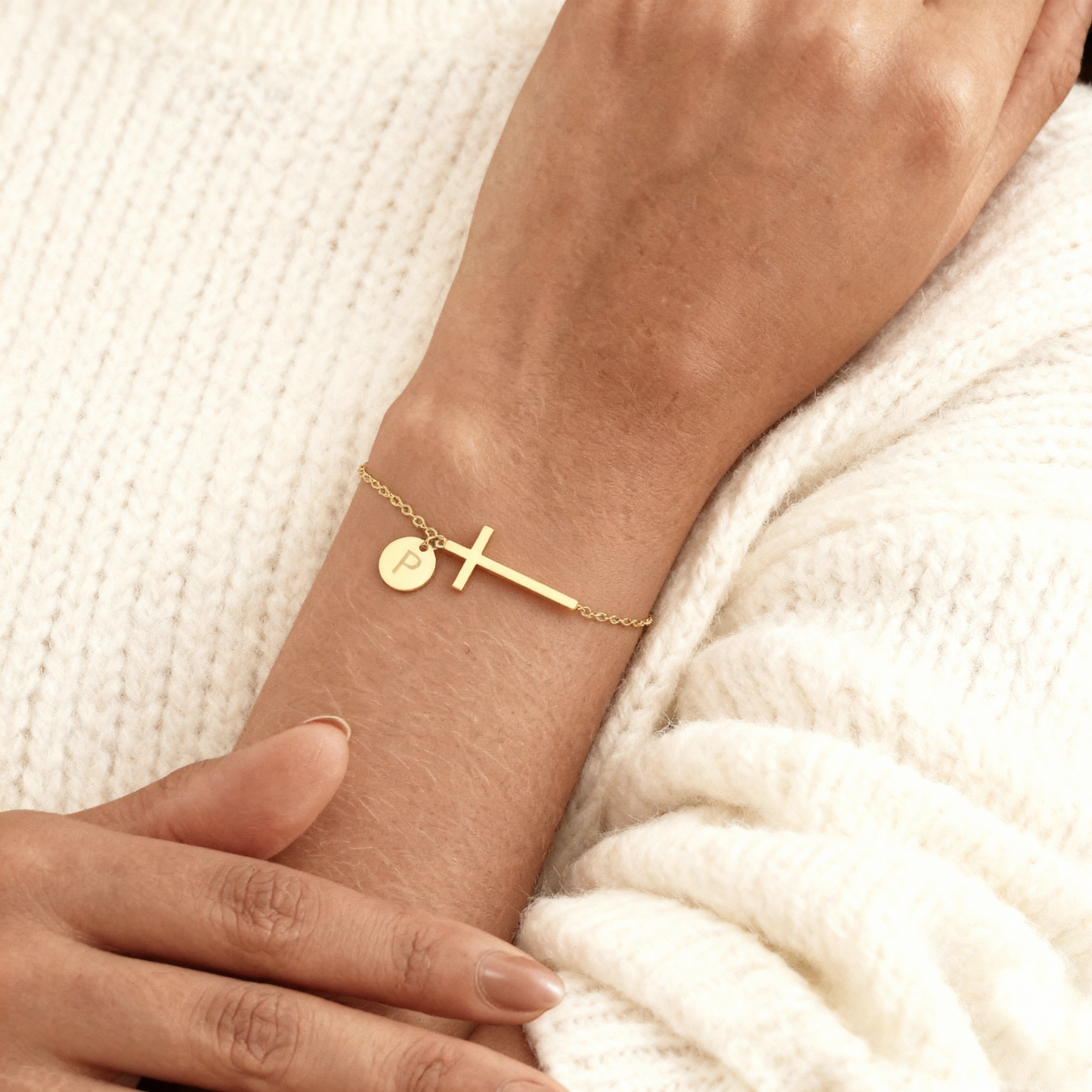 ✨Initial Bracelet "Cross" | Selected Letter Pendant | Perfect for Daily Wear or Gifting 🎁✨