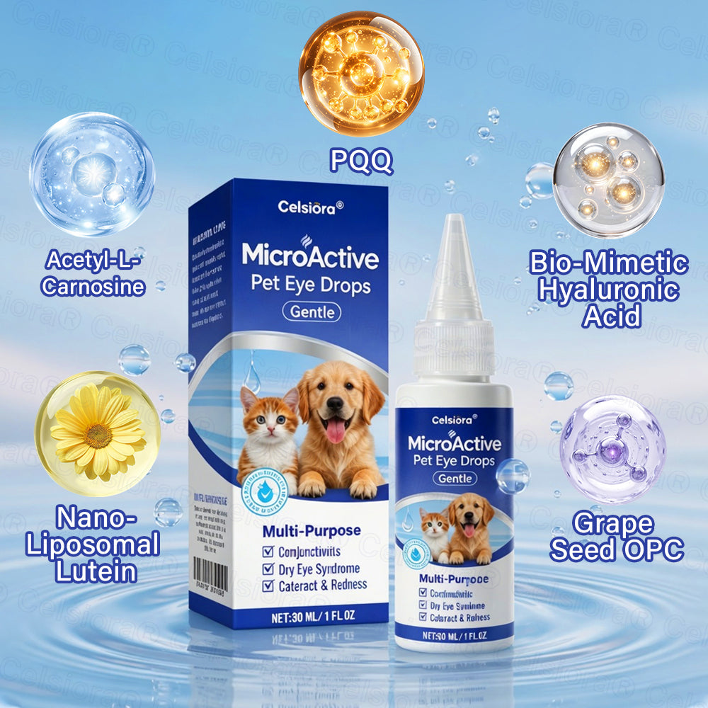 👩‍⚕️Celsiora® MicroActive Pet Eye Drops ✅ FDA Approved | Relieves Conjunctivitis, Dry Eyes, Cataracts