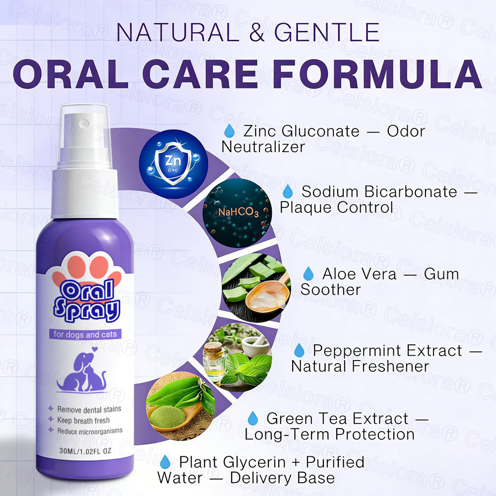 Celsiora® Pet Oral Spray ✅FDA Approved | Freshen Breath, Remove Tartar & Promote gum regeneration, stabilize teeth 🦷🦷