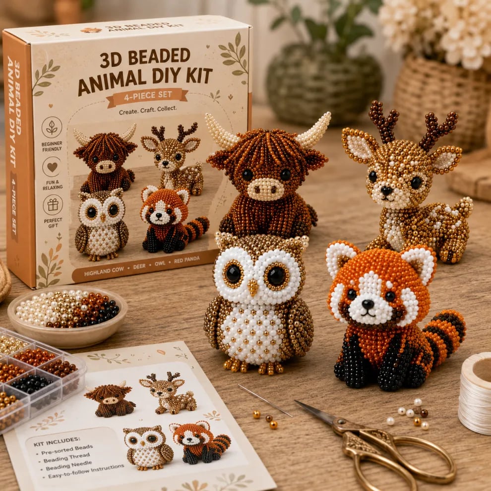 🏆Limited Time Sale 50% OFF🧵🦘Petite 3D Beaded Animal Craft Kit