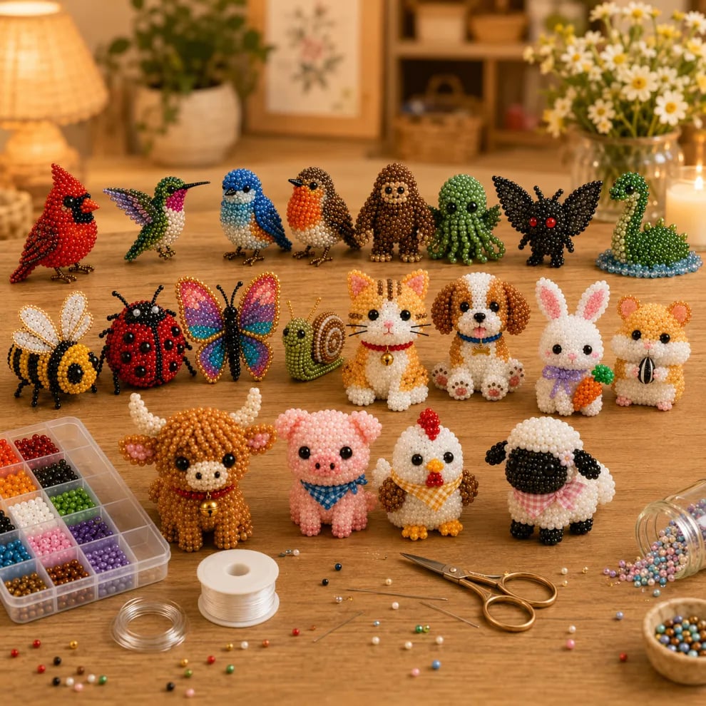 🏆Limited Time Sale 50% OFF🧵🦘Petite 3D Beaded Animal Craft Kit