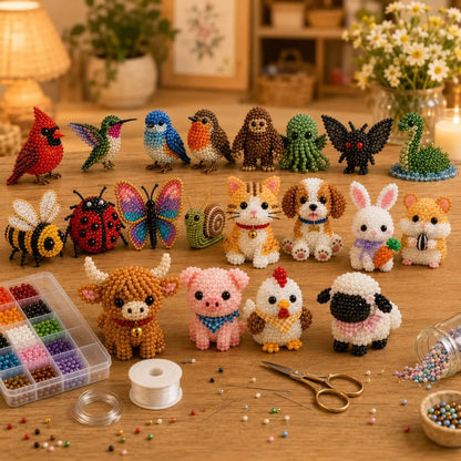 🏆Limited Time Sale 50% OFF🧵🦘Petite 3D Beaded Animal Craft Kit