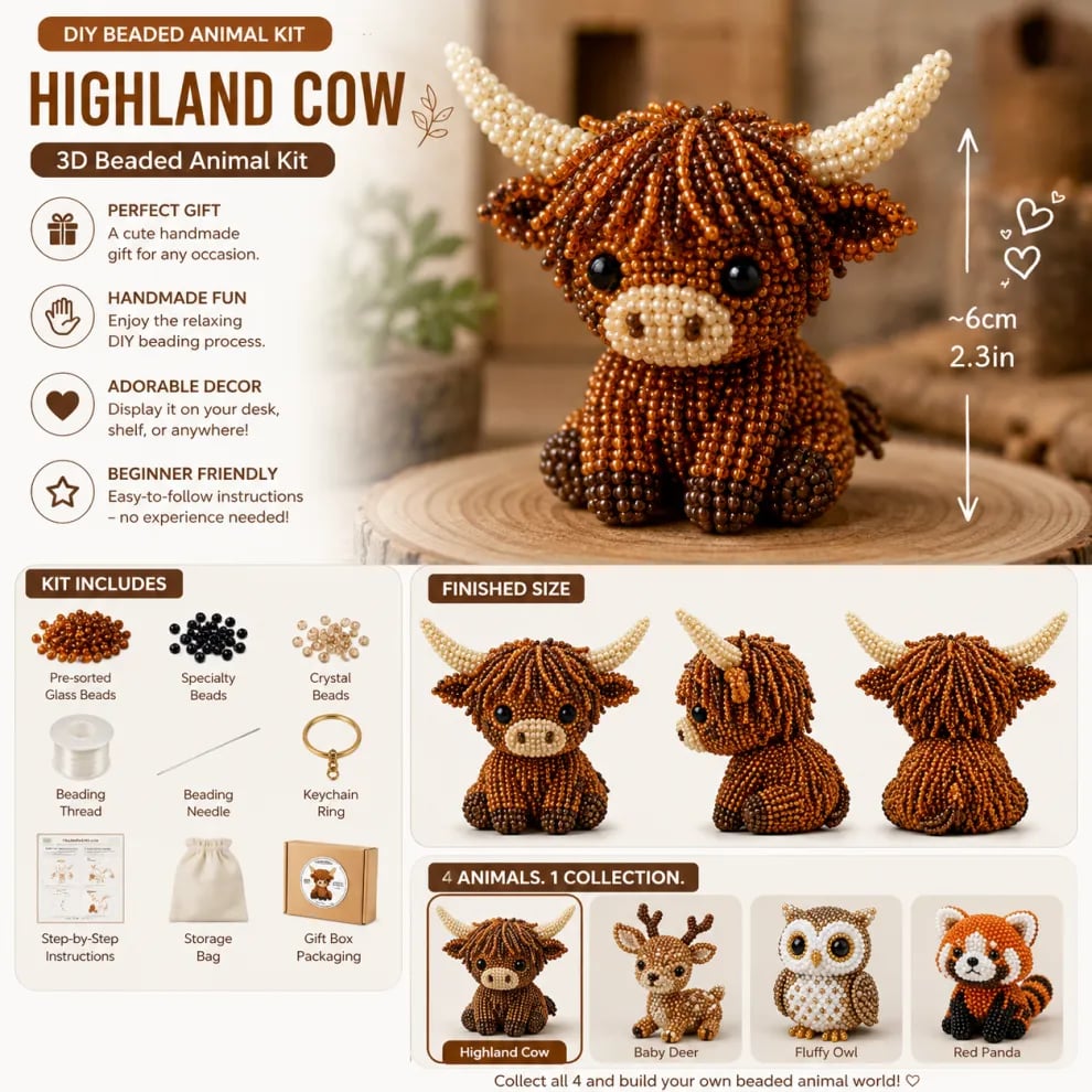 🏆Limited Time Sale 50% OFF🧵🦘Petite 3D Beaded Animal Craft Kit