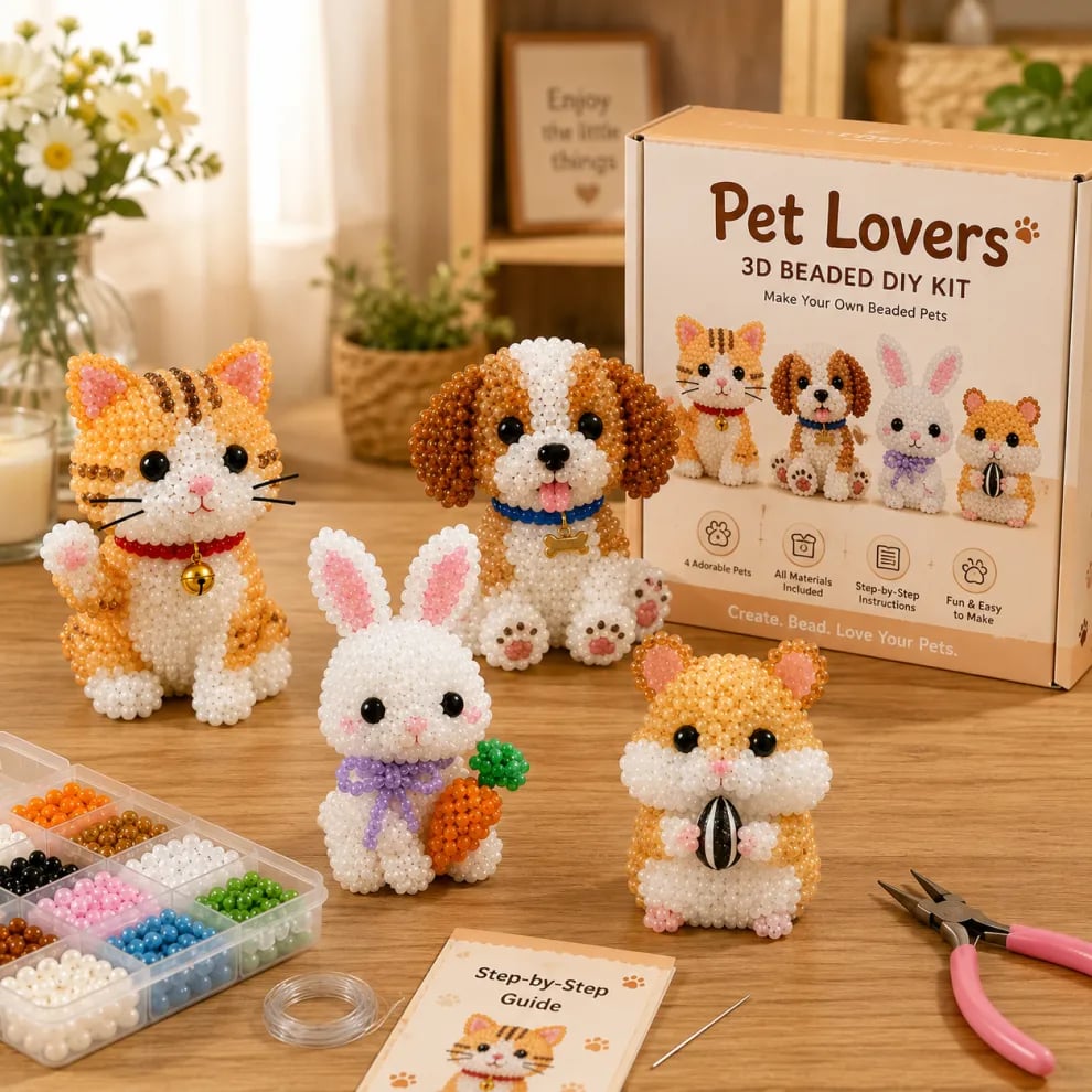 🏆Limited Time Sale 50% OFF🧵🦘Petite 3D Beaded Animal Craft Kit