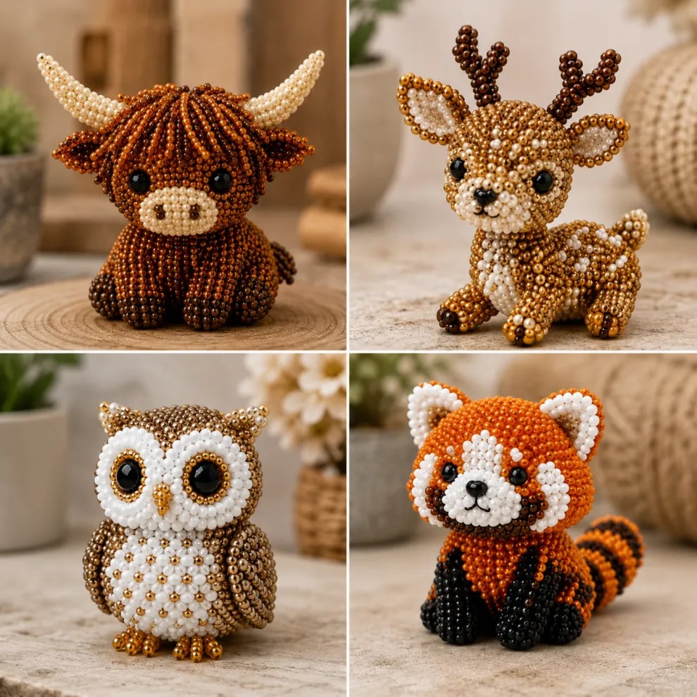 🏆Limited Time Sale 50% OFF🧵🦘Petite 3D Beaded Animal Craft Kit